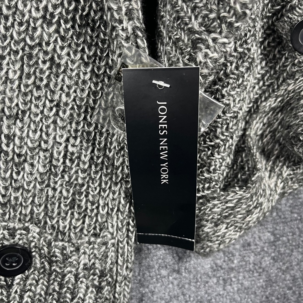 Jones New York Cardigan Women Medium Black White Marled Knit Shawl Collar NWT - Picture 5 of 9
